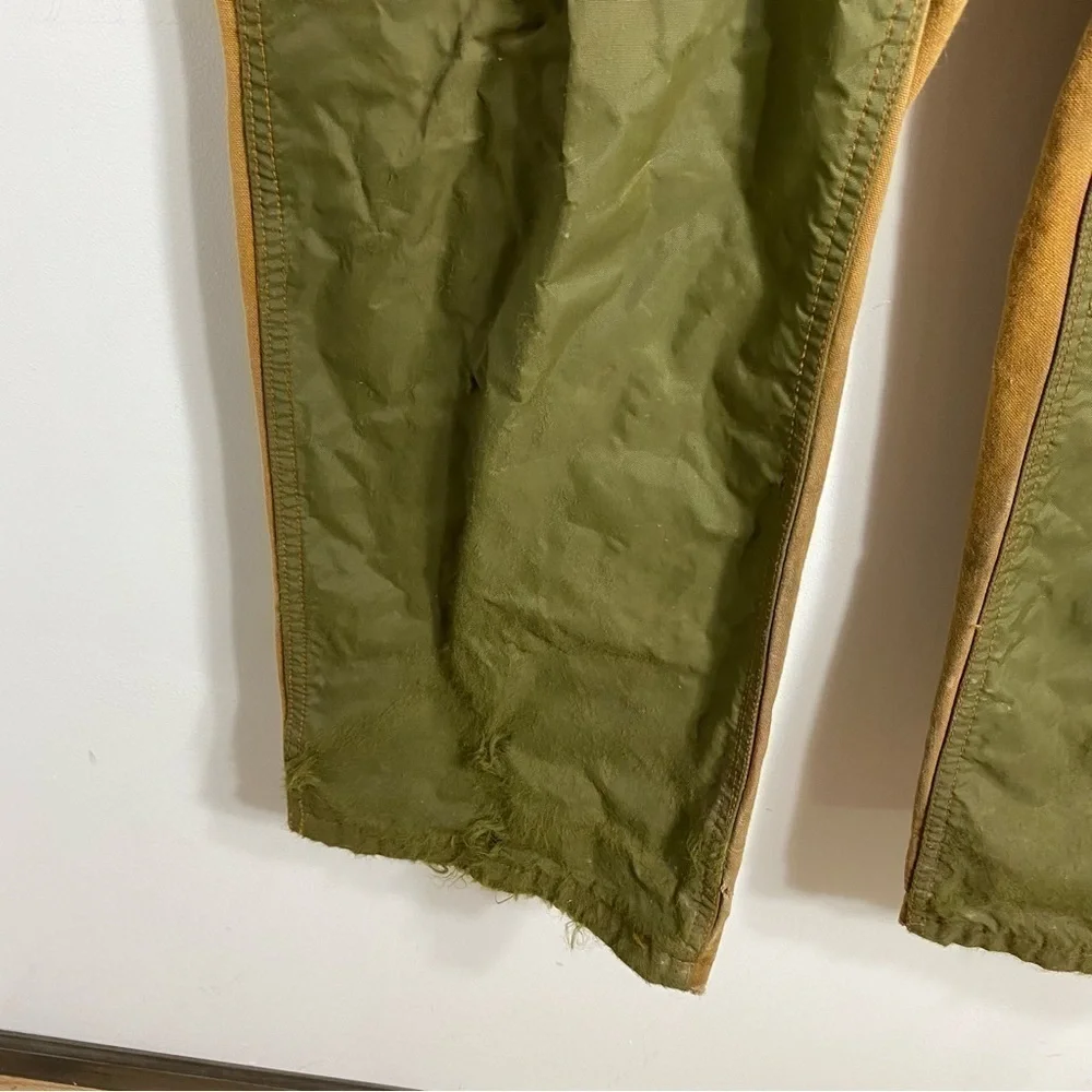 Vintage SafTbak Canvas Hunting Pants Double Knee 40x30 USA Made Tan Green
